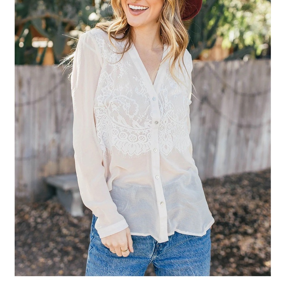 Love Stitch Sheer Lace Blouse
